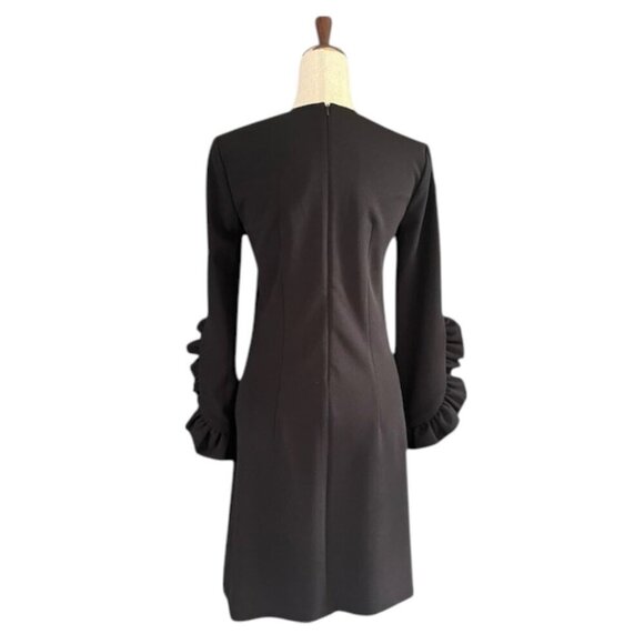 Katherine Barclay Black Bodycon Knee Length Long Ruffle Sleeves Dress Small EUC - Picture 11 of 14